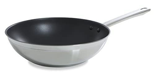 BK Cookware Allround Satinierter Edelstahl-Wok mit keramischer Antihaftbeschichtung, 28 cm, induktionsgeeignet, elegantes Hochglanzdesign, PFAS-frei, spülmaschinenfest von BK