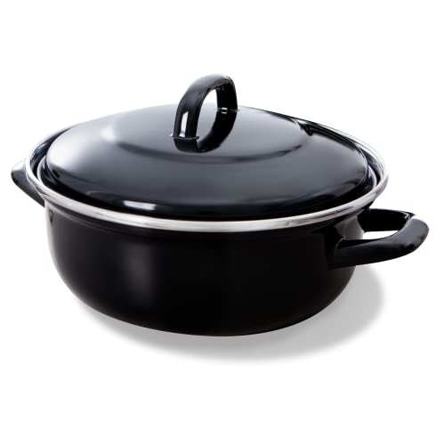 BK Fortalit Induktionsgeeigneter 22cm/2L Dutch Oven Topf mit Deckel, Backofen- und Bratensicher bis 230C, spülmaschinenfest, PFAS-frei, Schwarz von BK