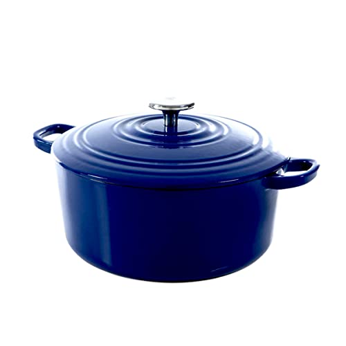 BK Cookware Bourgogne Schmortopf, Bräter Induktion, Gusseisen Topf Emailliert mit Deckel, Ofen- und Spülmaschinengeeignet - 24cm/4,2 L, Königsblau von BK