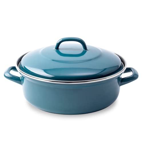 BK Fortalit Emaillierter Stahl Induktionskompatibel 28cm/4L Dutch Oven Bratentopf mit Deckel, Backofen- und Bratensicher bis 230C, Spülmaschinenfest, PFAS-frei, Petrolblau von BK