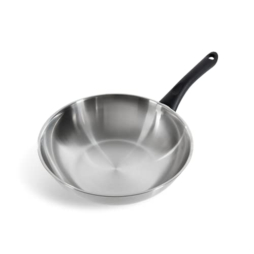 BK Cookware Bold Edelstahl-Wokpfanne, 28 cm, induktionsgeeignet, satiniert, Stay Cool-Griff, spülmaschinenfest, silber von BK