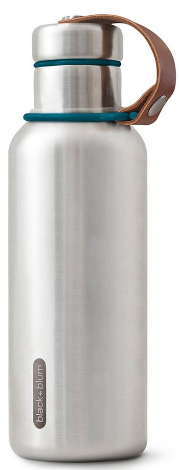 black+blum Isolierflasche Insulated Bottle, Edelstahl, Tragschlaufe aus Kunstleder, 500 ml von black+blum