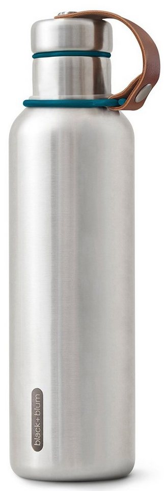 black+blum Isolierflasche Insulated Bottle, Edelstahl, Tragschlaufe aus Kunstleder, 500 ml von black+blum