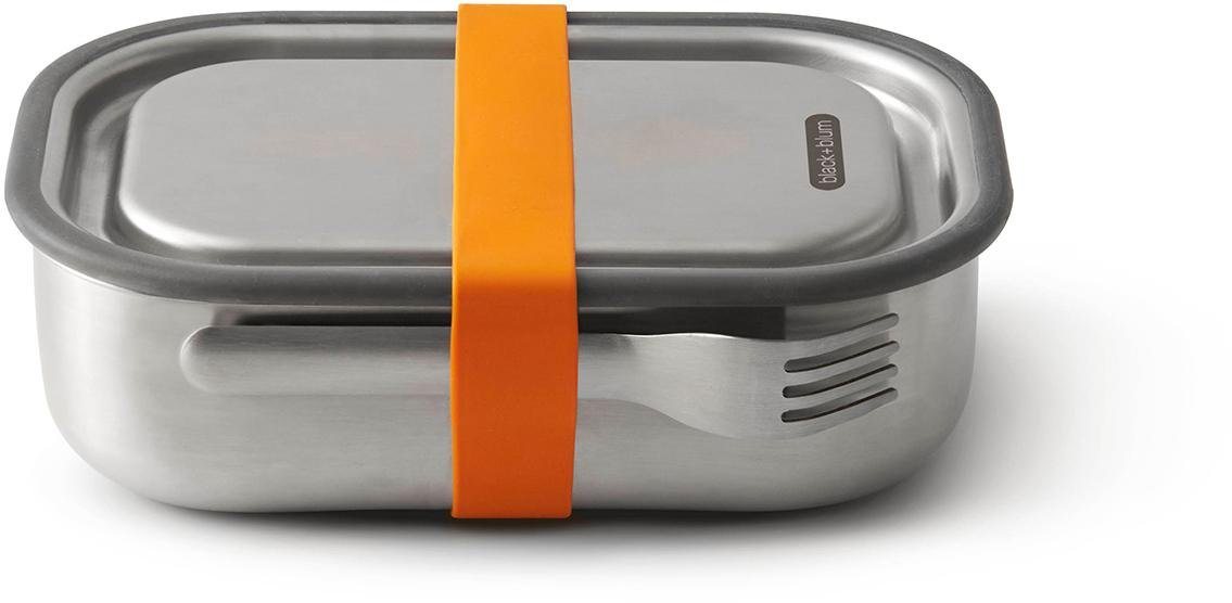 black+blum Lunchbox, Edelstahl, (1-tlg), mit Silikon-Ventil, Gabel und Gurt, 1000 ml von black+blum