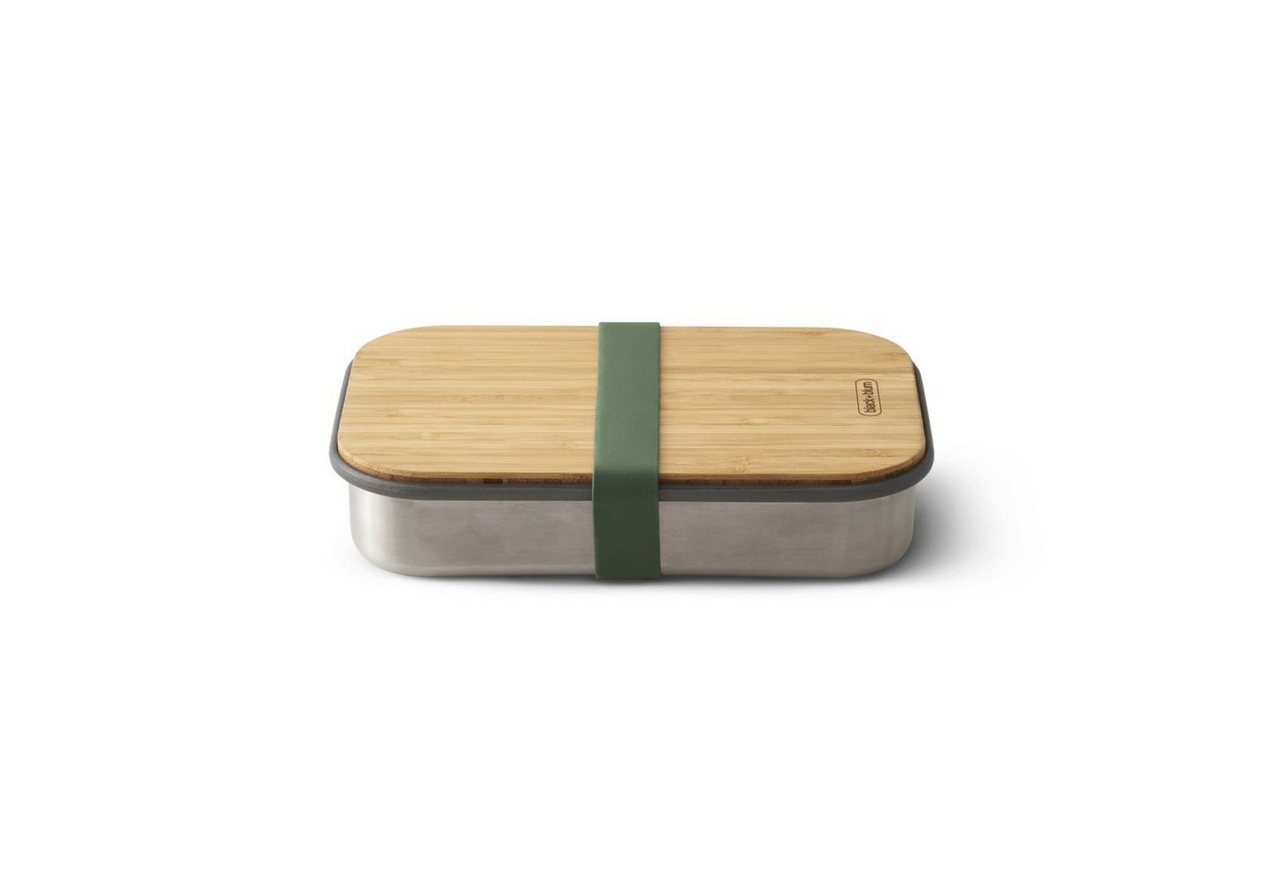 black+blum Lunchbox Edelstahl Sandwich-Box Klein Olive 900 ml, Edelstahl, Bambus, Silikon von black+blum