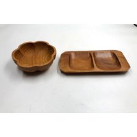 2Er-Set Vintage Snackschale Teakholz von blackpeacockvintage