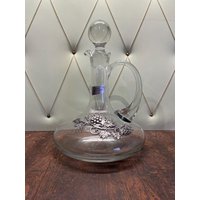 Vintage Dekanter Mit Zinnbesatz Weinrebe von blackpeacockvintage