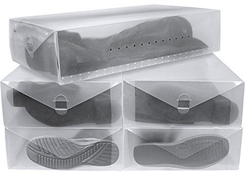 Transparent Plastik Schuhkarton Schuhbox Faltbare & Stapelbare DIY Schuhschachtel Schuhaufbewahrung Schuhkasten (10-Stück) von Greenco