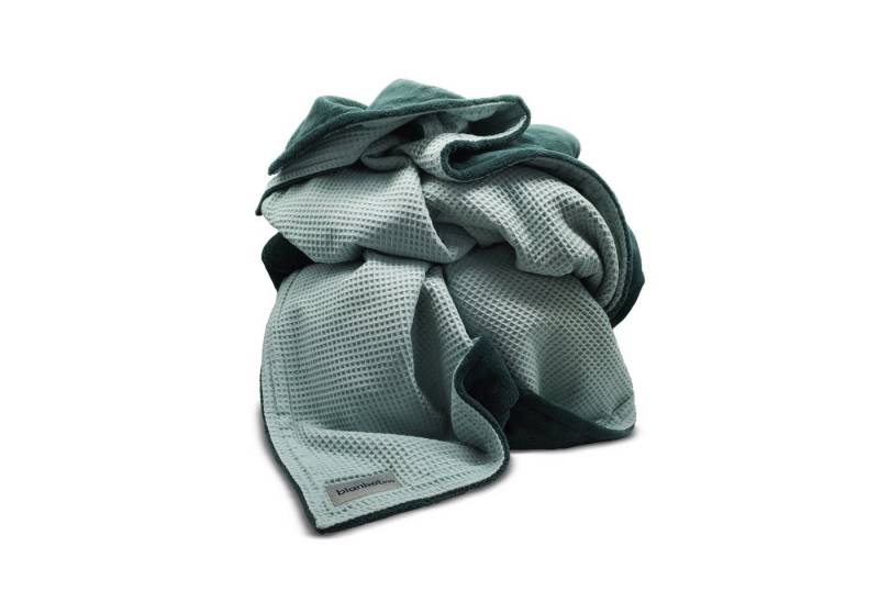 Wohndecke flauschige Kuscheldecke, wärmende Couchdecke, blanketino, Stilvolle Sofadecke, Überdecke in Minz- & Smaragdgrün von blanketino