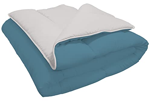 blanrêve - Bettdecke aus zweifarbigem Synthetik – Tempered 300 g/m² – 240 x 220 cm – Blau/Beige CTBICVD102422 von blanrêve