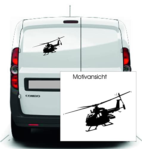 Autoaufkleber: '… bin fliegen' Helikopter Bölkow BO 105 – PAH 1; Kampfhubschrauber, Hubschrauber // KFZ-Aufkleber – Wetterfest (Grau - 200 mm x 120 mm) von blattwerk-design