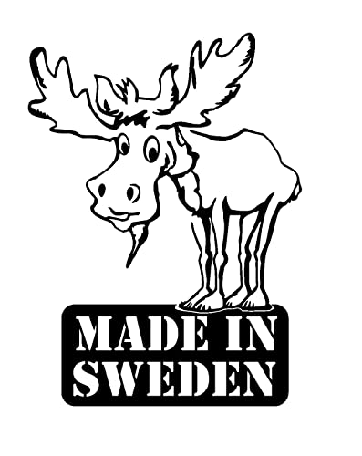 Autoaufkleber: 'Made in Sweden - Elch' - KFZ-Aufkleber, Aufkleber Elche lustig (Grau - 135 mm x 100 mm) von blattwerk-design