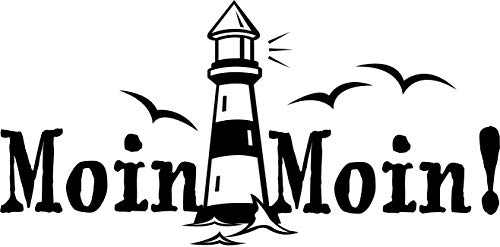 Autoaufkleber: 'Moin Moin!' – Gruß – Spruch (Silber - 200 mm x 100 mm) von blattwerk-design