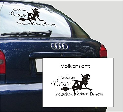 KFZ-Aufkleber, Spruch: Moderne Hexen brauchen keinen Besen, Hexe, Sprüche, Größe ca. 460 mm x 200 mm, Auswahl (M010 Weiß) von blattwerk-design