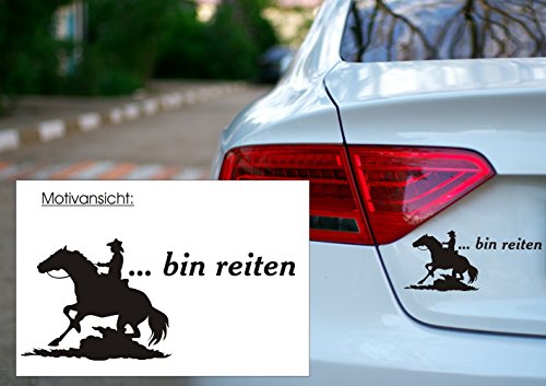 KFZ Aufkleber - '...bin reiten.' Westernreiten; Reining//Autoaufkleber; Farben- und Größenwahl (Schwarz - 220 mm x 100 mm) von blattwerk-design