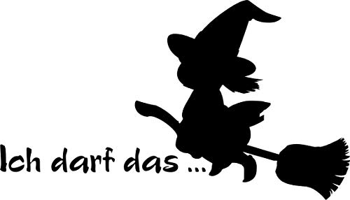 blattwerk-design KFZ Aufkleber: Hexe mit Besen - Ich darf das. Frauen, Autoaufkleber // (weiß-300 mm x 170 mm) von blattwerk-design