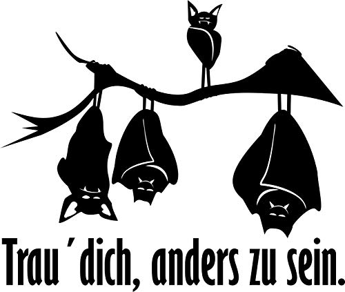 Wandtattoo – 'Trau dich, anders zu sein' – Spruch, Fledermäuse // Farb- und Größenwahl (Schwarz - 450 mm x 380 mm) von blattwerk-design