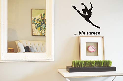 Wandtattoo: '… bin turnen' – Sport, Bodenturnen, Turner, Bewegung //Farb- und Größenwahl, Wandaufkleber (Weiß - 500 mm x 450 mm) von blattwerk-design