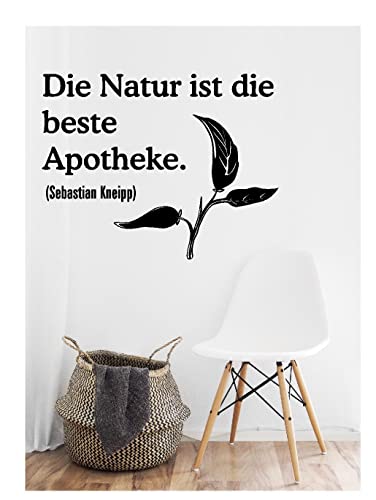 Wandtattoo: 'Die Natur ist die beste Apotheke' - Sebastian Kneipp- // Farben- und Größenwahl (Schwarz - 760 mm x 600 mm) von blattwerk-design