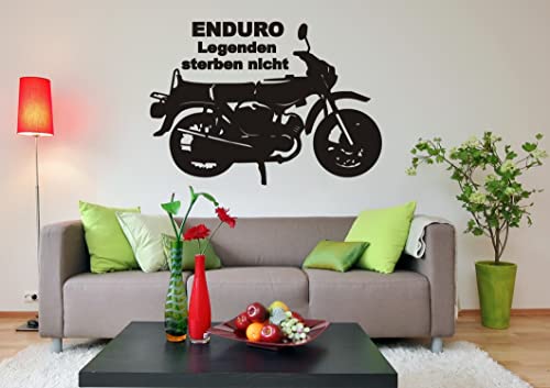 Wandtattoo: ENDURO DDR Moped 'Legenden sterben nicht.' – Motorrad – Kult – DDR // Farb- und Größenwahl (Grau - 860 mm x 600 mm) von blattwerk-design