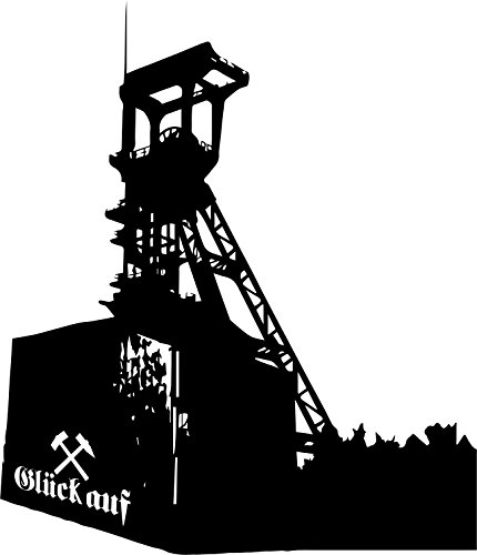 Wandtattoo: Förderturm Bergbau; Tiefbauzeche; Zeche 'Holland'; Glück Auf // Farben- und Größenwahl (Grau - 530 mm x 450 mm) von blattwerk-design