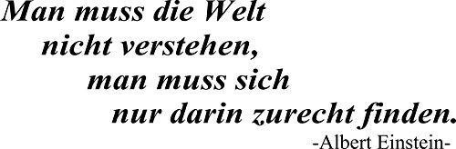 Wandtattoo: 'Man muss die Welt nicht verstehen, man muss sich nur darin zurecht finden.' -Albert Einstein – Spruch, Weisheit, Zitat//Farb- und Größenwahl (Dunkelrot - 600 mm x 200 mm) von blattwerk-design