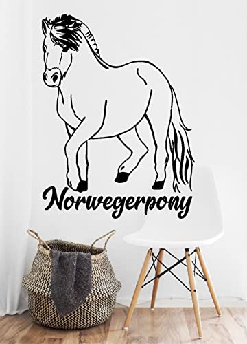 Wandtattoo: 'Norwegerpony' - Pony – Fjordpferd //Farbe und Größe (Violett - 810 mm x 600 mm) von blattwerk-design