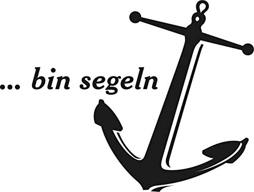 blattwerk-design Autoaufkleber - Bin segeln - Segelschiff - Anker Größen (130 mm x 100 mm, M070 Schwarz) von blattwerk-design