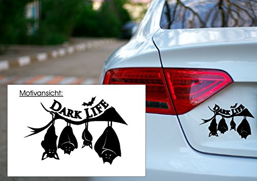 blattwerk-design Autoaufkleber - Dark Life - Fledermausfamilie - Gothic (300 mm x 200 mm, M010 Weiß) von blattwerk-design