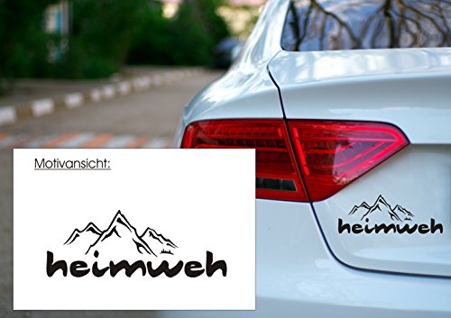 blattwerk-design Autoaufkleber - Heimweh - Berge - Gebirge - Alpen - Verschiedene Größen und Farben (200 mm x 75 mm, Weiß) von blattwerk-design