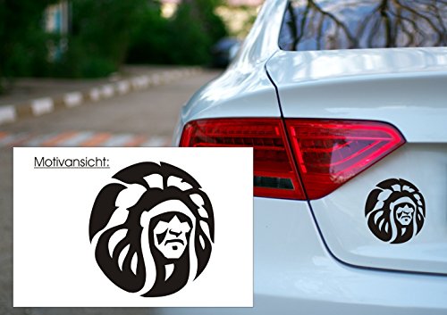 blattwerk-design Autoaufkleber - Indianer - Indianerkopf - KFZ-Aufkleber (110 mm x 100 mm, Weiß) von blattwerk-design