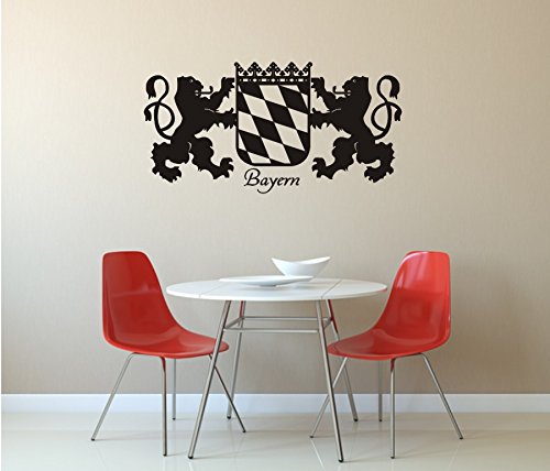 blattwerk-design Bayern - Wappen, Wandaufkleber, Wandtattoo. Freistaat Bayern, Bavaria (M070 Schwarz, 890 mm x 450 mm) von blattwerk-design