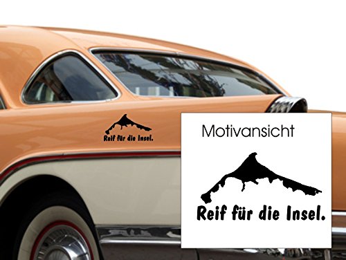 blattwerk-design Fischland-Darß-Zingst, Autoaufkleber, Reif für die Insel. - Kfz-Aufkleber (M010 Weiß, 210 mm x 110 mm) von blattwerk-design