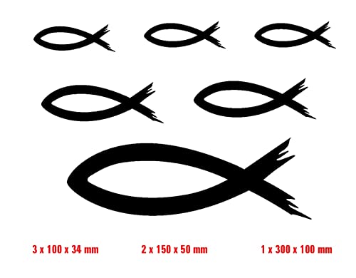 blattwerk-design KFZ Aufkleber, Fisch, christliches Symbol, ICHTHYS, 6 Stück, Set, Auswahl (M010 Weiß) von blattwerk-design