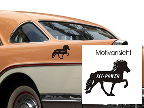 blattwerk-design KFZ-Aufkleber, ISI-Power, Isländer, Pferd, Autoaufkleber, Verschiedene Größen und Farben zur Auswahl (M090 Silber, 100 mm x 130 mm) von blattwerk-design