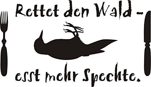 blattwerk-design KFZ-Aufkleber, Motivspruch Rettet den Wald - esst mehr Spechte, Specht, Humor, Größe ca. 450 mm x 260 mm, Auswahl (M090 Silber) von blattwerk-design