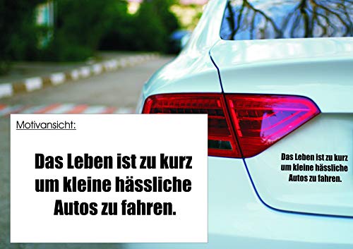 blattwerk-design KFZ Aufkleber, Spruch: Das Leben ist zu kurz um kleine hässliche Autos zu Fahren, Größe ca. 300 mm x 120 mm, Auswahl (M010 Weiß) von blattwerk-design