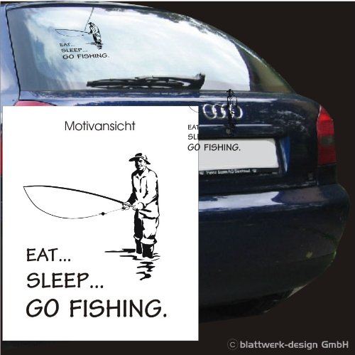 blattwerk-design KFZ-Aufkleber Angeln, eat, Sleep, go Fishing, Größe ca. 240 mm x 210 mm, Grau von blattwerk-design