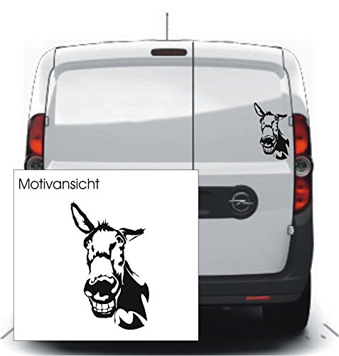 blattwerk-design KFZ-Aufkleber Esel Tiermotiv Tier Autoaufkleber (M010 Weiß, 150 mm x 80 mm) von blattwerk-design