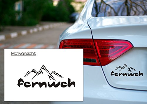 blattwerk-design KFZ Aufkleber - FERNWEH - Sehnsucht - Alpen - Berge - Verschiedene Größen/Farben (200 mm x 75 mm, Silber) von blattwerk-design