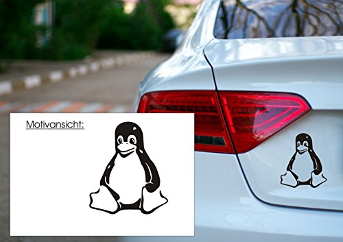 blattwerk-design KFZ Aufkleber - Linux Tux - Pinguin - Open Source Maskottchen- Autoaufkleber (300 mm x 210 mm, Silber) von blattwerk-design