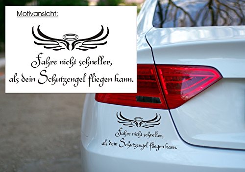 blattwerk-design Kfz-Aufkleber - Fahre Nicht schneller, als Dein Schutzengel fliegen kann.- Autoaufkleber (200 mm x 100 mm, M090 Silber) von blattwerk-design