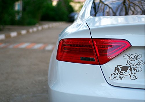 blattwerk-design Kfz-Aufkleber - Melklinchen - Kuh - Kinder - Tiermotiv - Autoaufkleber (200 mm x 150 mm, M010 Weiß) von blattwerk-design