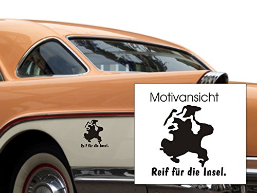 blattwerk-design Rügen Autoaufkleber, Reif für die Insel. - Kfz-Aufkleber (M010 Weiß, 210 mm x 200 mm) von blattwerk-design