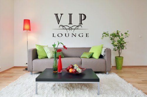 blattwerk-design - VIP Lounge, VIP, Wandaufkleber, Wandtattoo (M070 Schwarz, 700 mm x 450 mm) von blattwerk-design