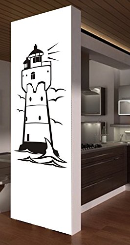 blattwerk-design Wandtattoo, Leuchtturm, Roter Sand, Meer, Küste, Deko, Größen (M072 Hellgrau, 1350 mm x 600 mm) von blattwerk-design