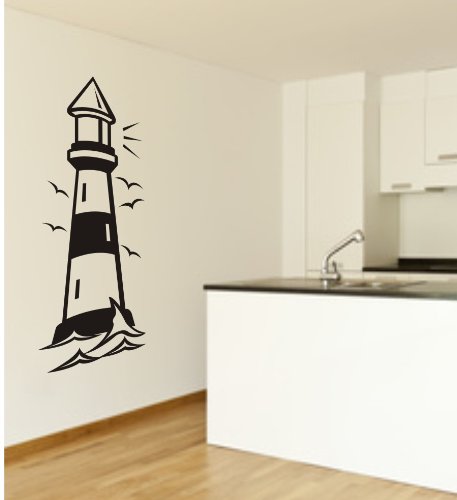 blattwerk-design Wandtattoo, Leuchtturm, XXL - Motiv, Größe ca. 1000 mm x 450 mm, grau von blattwerk-design