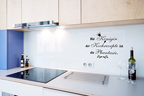 blattwerk-design Wandtattoo, Spruch: Die Königin der Kochrezepte ist die Phantasie. - Kochen; Speisen; Küche (610 mm x 450 mm, M070 Schwarz) von blattwerk-design