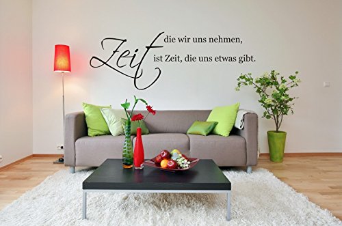 blattwerk-design Wandtattoo, Spruch: Zeit die wir Uns nehmen, ist Zeit, die Uns etwas gibt, Zeit, Spruch, Größe ca. 450 mm x 160 mm, Auswahl (M070 Schwarz) von blattwerk-design