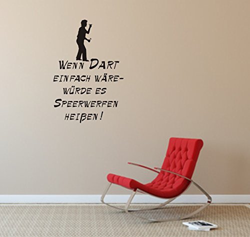 blattwerk-design Wandtattoo, Wenn Dart einfach wäre - würde es Speerwerfen heißen! (M070 Schwarz, 450 mm x 310 mm) von blattwerk-design